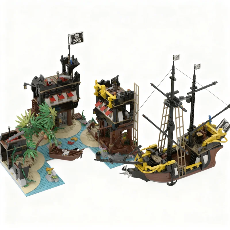 2153pcs MOC Buccaneer Cove Model Building Blocks Architecture Toys Christmas Gifts Education Creative Birthday Assemble Brick