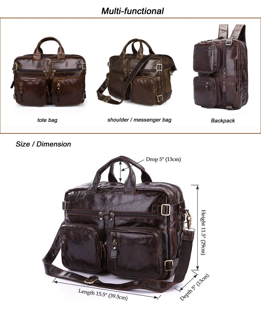 High Class Genuine Leather Men Backpack Fashion Bagpack Bag male school bag Rucksack Multi-function crossbody bag Shoulder Bag