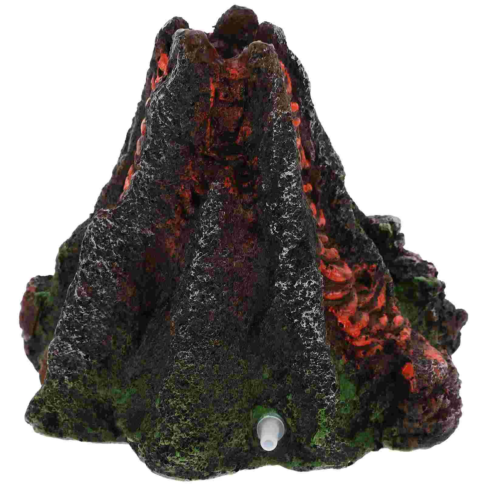 Volcano Fish Tank Landscaping Ornaments Air Pump Decor Resin Adornment Decorative Aquarium Landscape