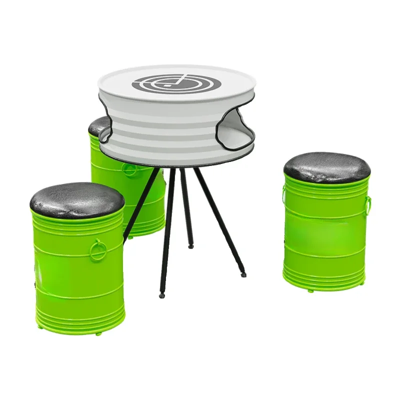 Internet celebrity table and chair combination Clear bar Industrial style,creative oil drum table and chair combination