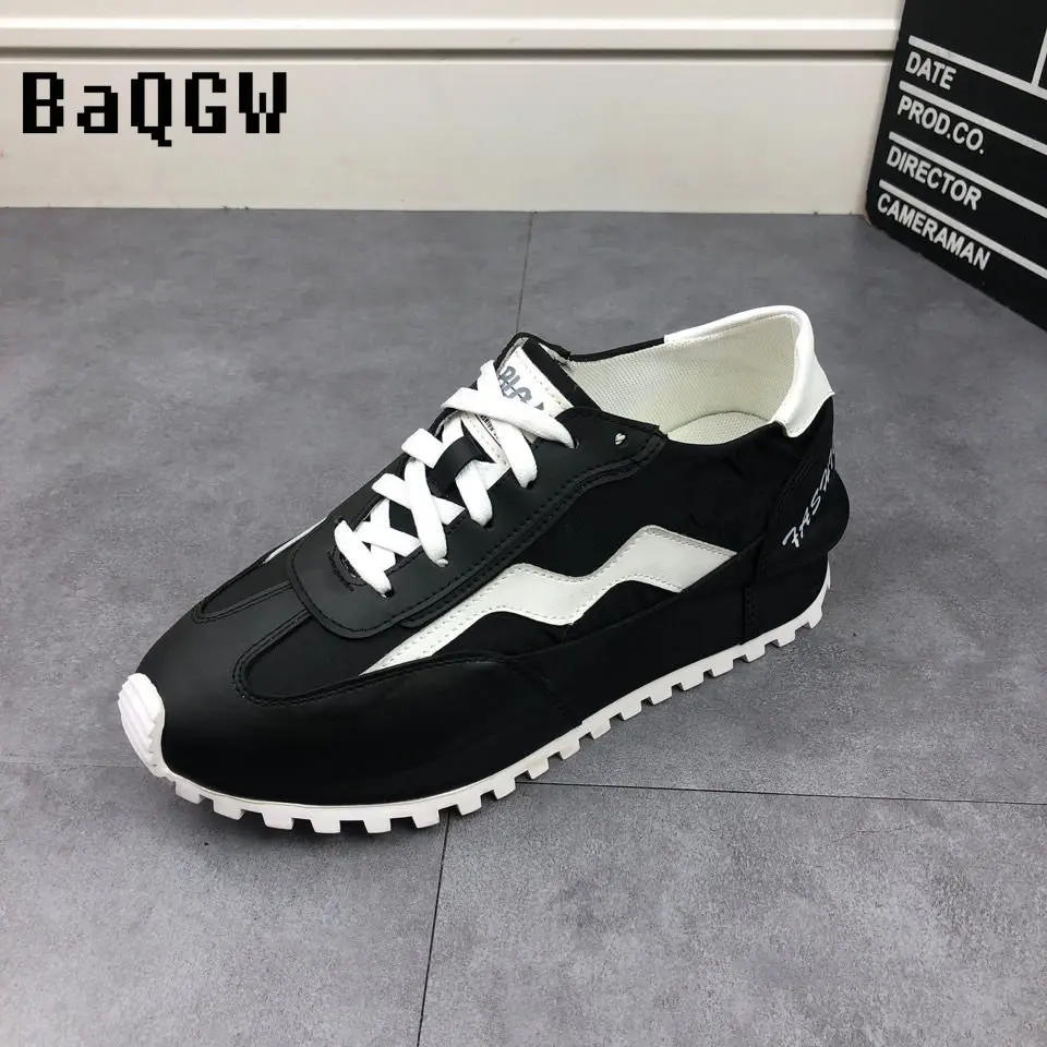 Mens Chunky Sports Sneaker Fashion Casual Mixed Colors Leather Increased Internal Cover Bottom Platform Bandages Running Shoes