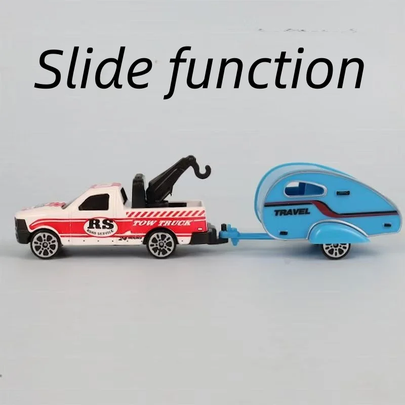 Trailer off-road pick-up RV-model legering trek kinderspeelgoed simulatie camping kleine vrachtwagen speelgoedjongen