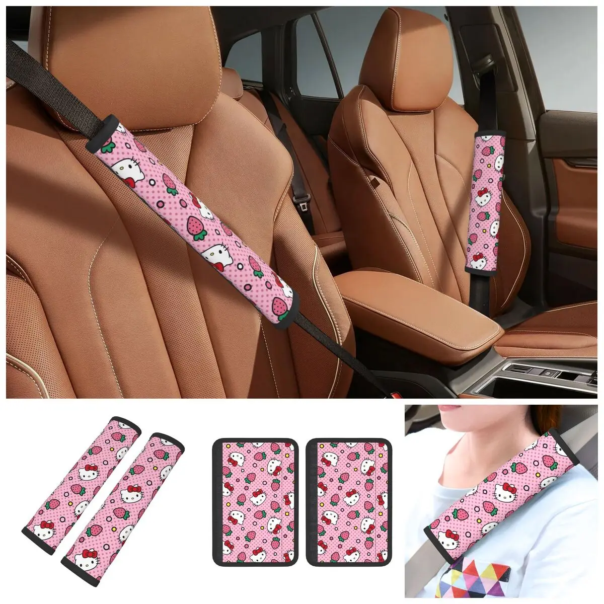 Hello Kitty Seat Belt Cover for Kids Comfort Seat Belt Cushion for Car Backpack