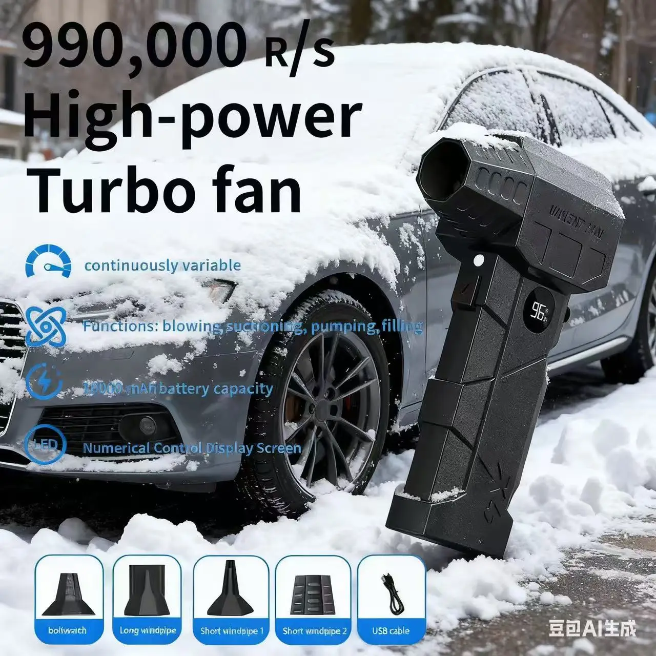 

X5 MAX Turbocharged Fan 990000 RPM Motor Turbofan Strong Wind Brushless Motor 75m/s 10000mAh Ultra Large Wind Power