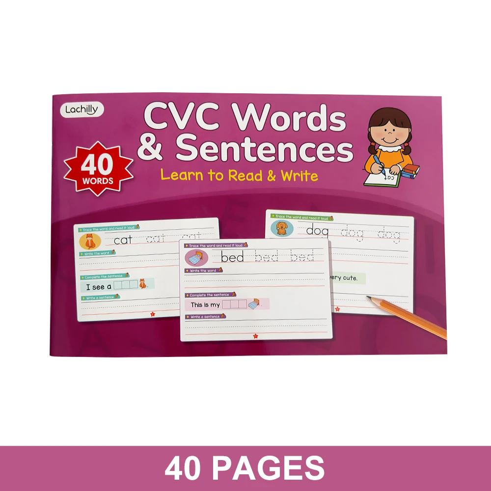 Englische CVC-Wörter & Sätze Arbeitsheft Homeschool-Lehrmaterialien Kinder Lesen & Schreiben Sichtwörter Rechtschreib- und Nachzeichnungsübungsbuch – Detail 11