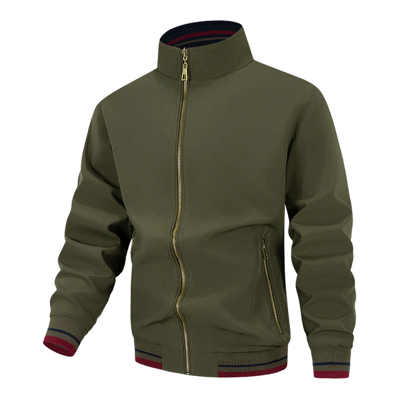 Outdoor Reversible Jackets for Men Military Coats Streetwear Vintage Solid Color Stand Collar Veste Homme Mens Motorcycle Jacket