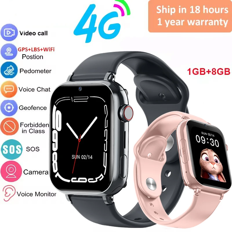 4G Smart Watch Kids GPS WIFI Video Call SOS APP Download Child Smartwatch Camera Monitor Tracker Location Phone Watch
