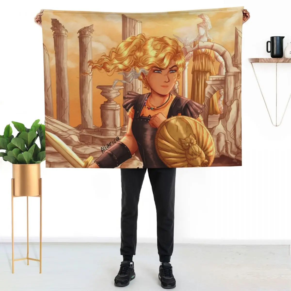 

Annabeth Chase Gold Throw Blanket Multi Use Warm Blanket for Living Room Bedroom