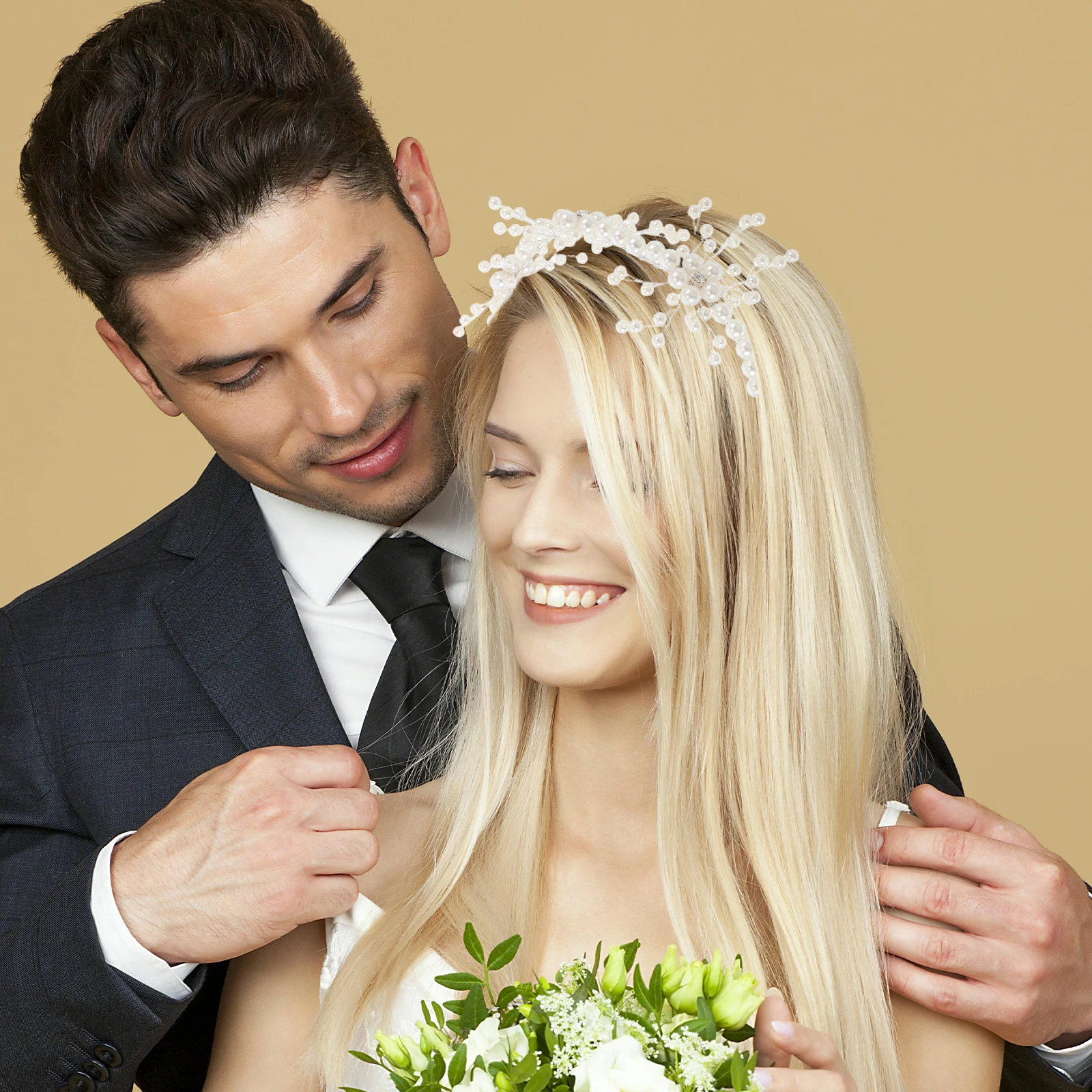 

Hair Accessories Pearl Flower Headband Bride Artificial Bridal Flowered Headdress