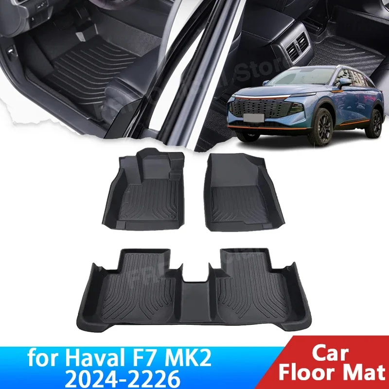 LHD Auto Floor Mat For Haval F7 2024 2025 Shenshou Accessories TPE Foot Panel Line Carpet Pad Waterproof Parts Anti-dirty Tools