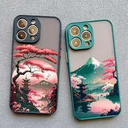 Japanese Aesthetic Mount Fuji Landscape Phone Case For iPhone 15 Plus 17 16 14 13 12 11 15 Pro Max Mini XR XS X Shockproof Cover