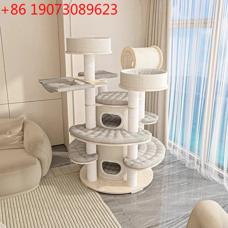 Honeypot cat climbing frame,  cat tree integrated, super large solid wood, multi-layer warm cat castle