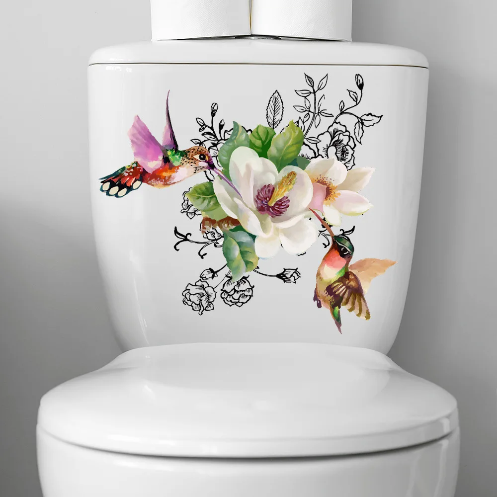 M539 Blumen vogel Toiletten aufkleber Badezimmer Toiletten abdeckung Aufkleber Wanda uf kleber wc für Haupt dekoration – Detail 6