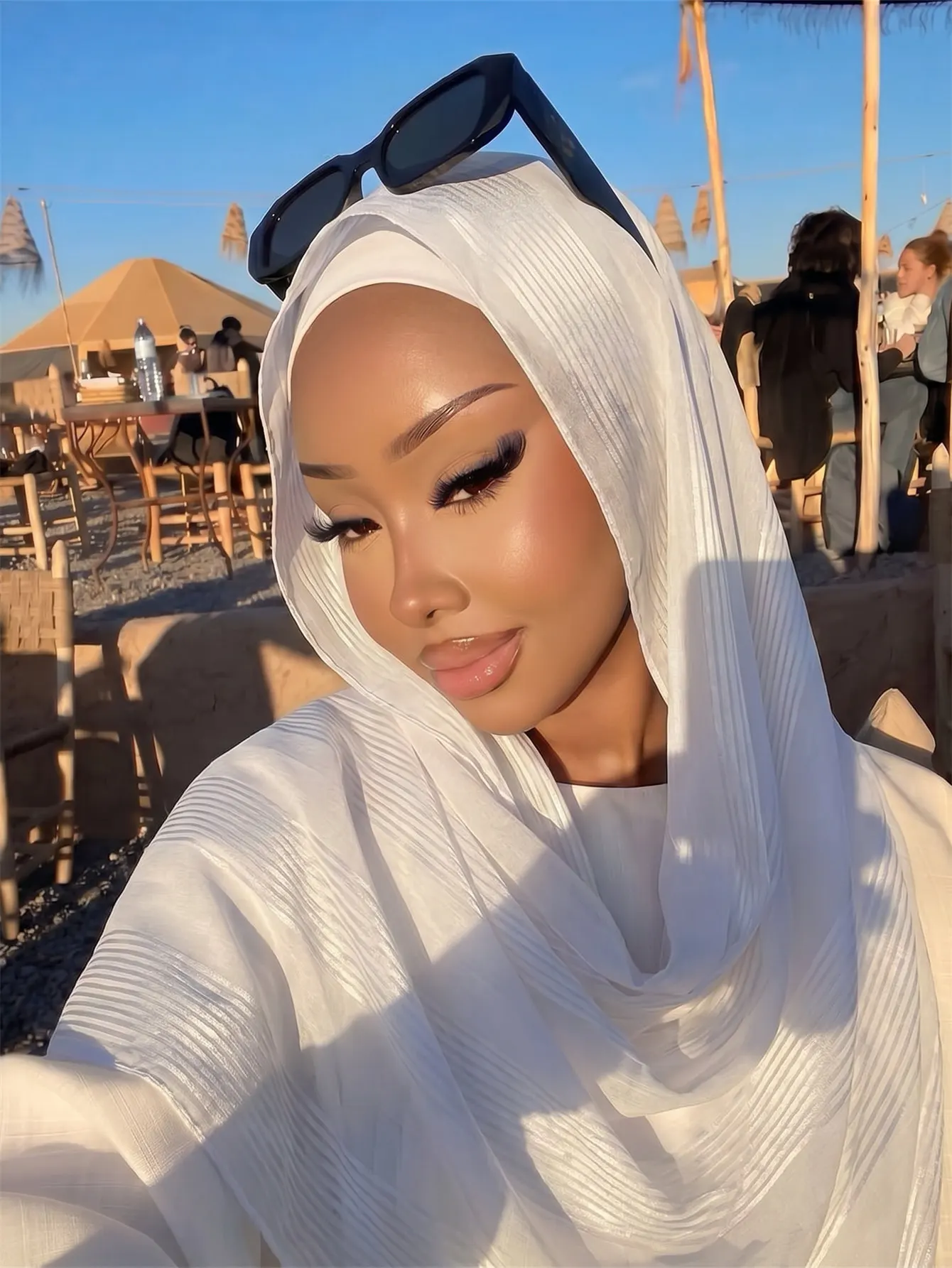 Shiny Silk Long Scarf Soft Solid Shawls Headscarf Foulard 2026 Women's Muslim Islamic Arab Wrap Head Turban For Women  Scarves