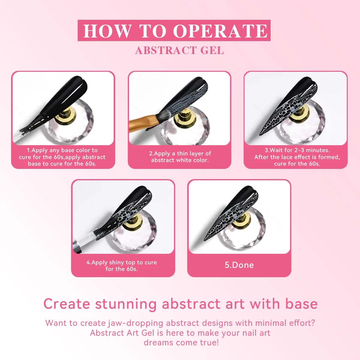 VENDEENI Custom 15ml Żelowy Lakier do Paznokci na Bazie Koronki Czarny/Biały Abstrakcyjny Lakier Żelowy do Paznokci Private Label OEM