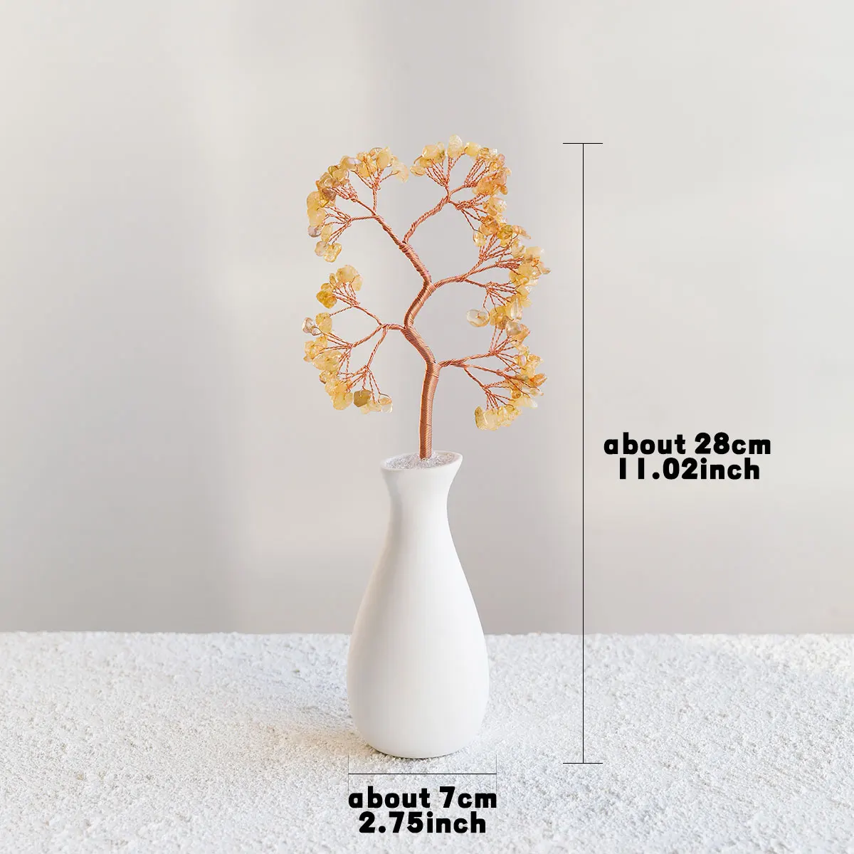 1PC Natural Crystal Tree Energy Stone Money Tree with Copper Wire Wrapped White Ceramic Pot for Yoga Feng Shui Home Decor