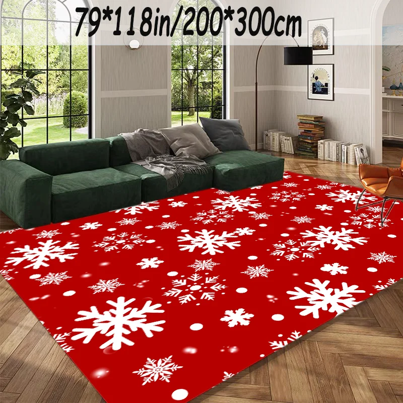 [Christmas Snowflake Mat] Christmas Snowflake Mat - 1pc Heavy-Duty Polyester Non-Slip Dot Backing, Machine Washable Large