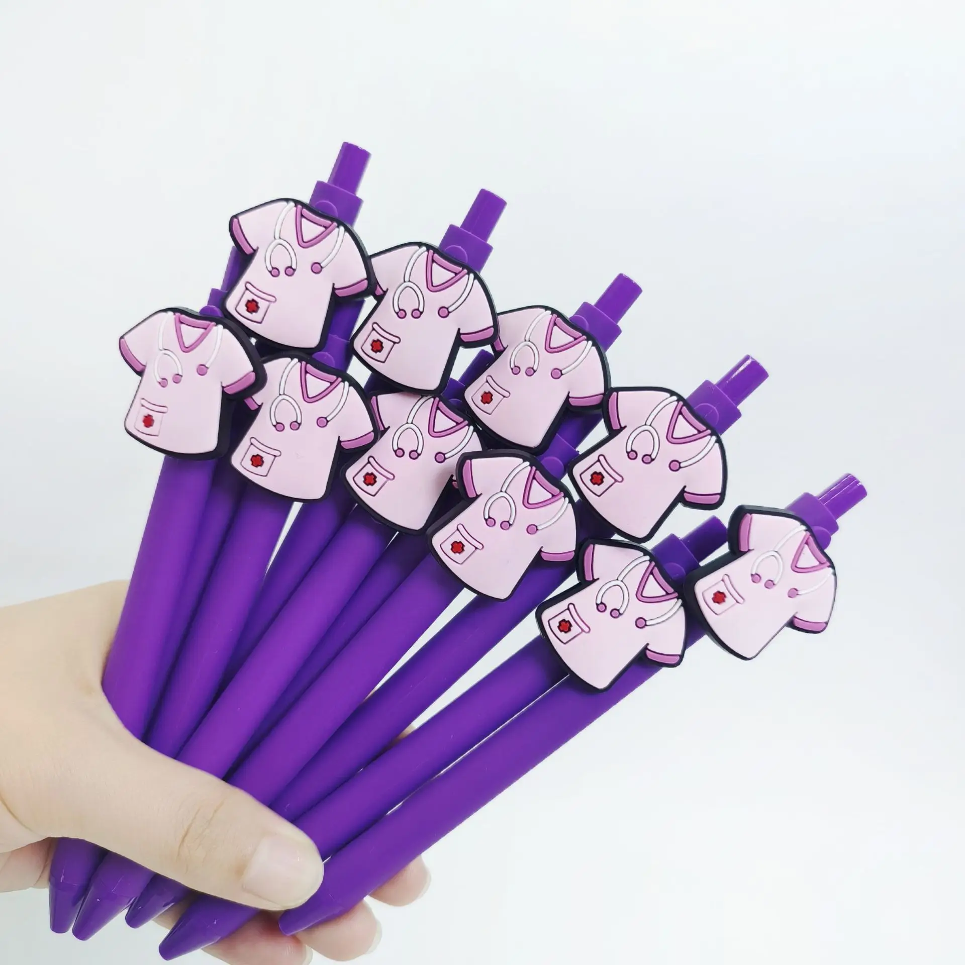 جديد عملي وبسيط الملابس الطبية تصفيف قلم حبر جاف الأرجواني سلسلة الصحافة هدية القلم طالب الكتابة هدية طبية القلم #4