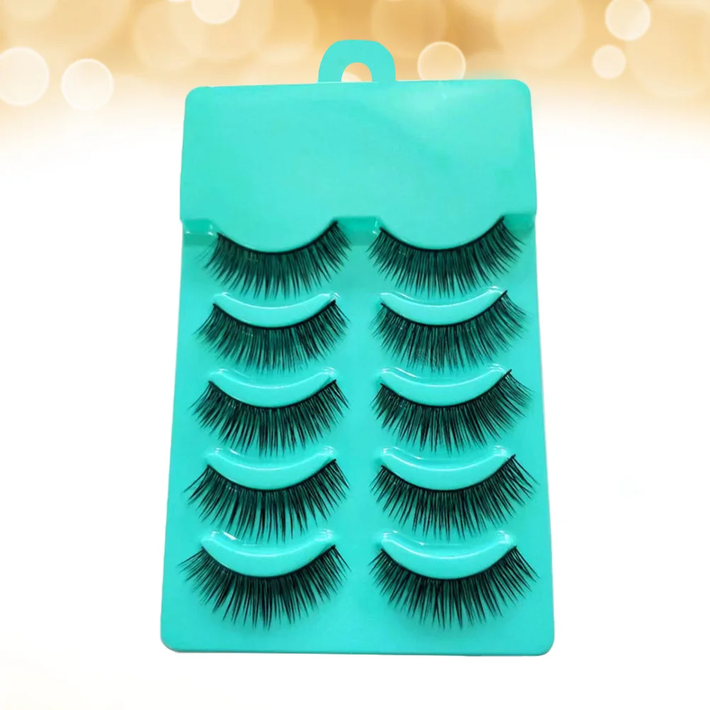 

5 Pairs False Eyelash Natural Long Dense Extension Makeup Eyelashes Ultra Thin Fiber Comfortable Wear Party Wedding Photo Shoot