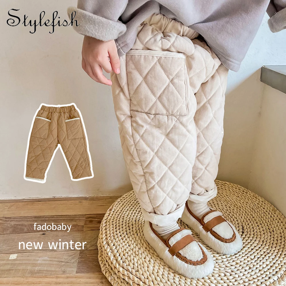 

Winter rhombus infant pants sandwich cotton pants New Infants sandwich cotton thickened hundred pants