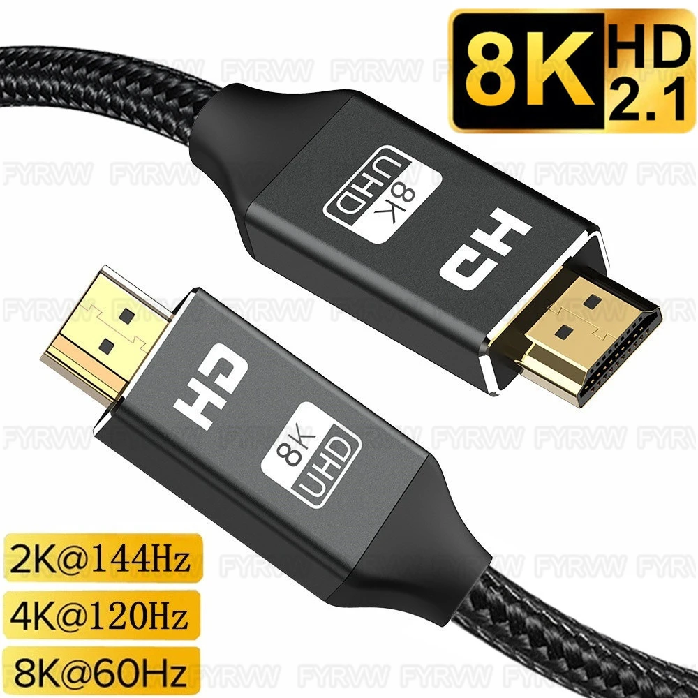 8K HDMI-Compatible Cable 8K 120Hz 144Hz HDTV 2.1 eARC HDCP Fiber HDMI-Compatible Splitter Switch Cord For PS5 Xbox RTX3090 Cable