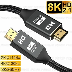 8K HDMI-Compatible Cable 8K 120Hz 144Hz HDTV 2.1 eARC HDCP Fiber HDMI-Compatible Splitter Switch Cord For PS5 Xbox RTX3090 Cable