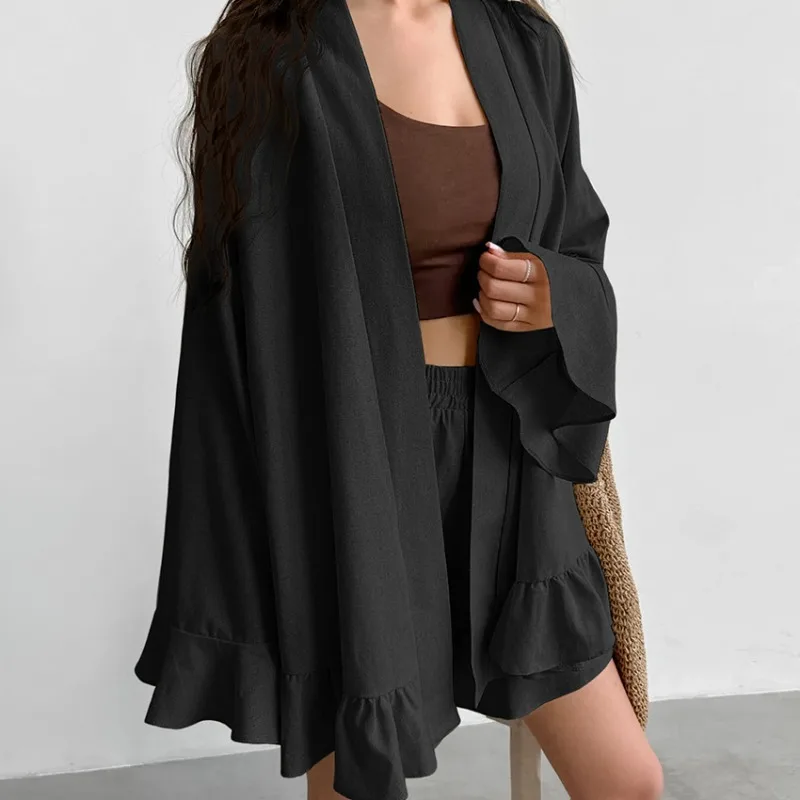 set-da-due-pezzi-da-donna-semplice-e-confortevole-intimo-da-casa-bordo-con-volant-cardigan-a-maniche-larghe-top-con-spalline-pantaloncini-pigiama