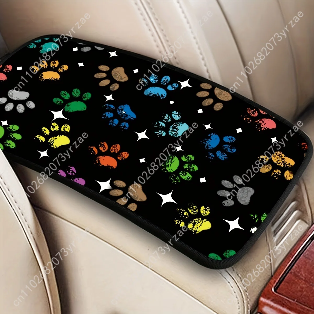 

Colorful Dog Paw Universal Car Armrest Cushion High Quality Non-Slip Car Armrest Cover Elastic Straps Car Interior Accessories