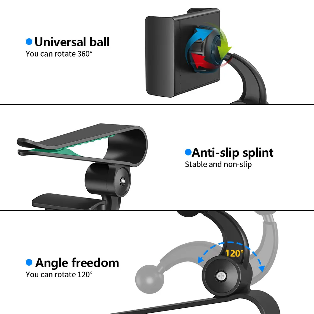 Универсальный 360-градусный регулируемый GPS автомобильный зажим, солнцезащитный козырек, держатель для мобильного телефона для большинства смартфонов, таких Samsung Xiaomi Huawei