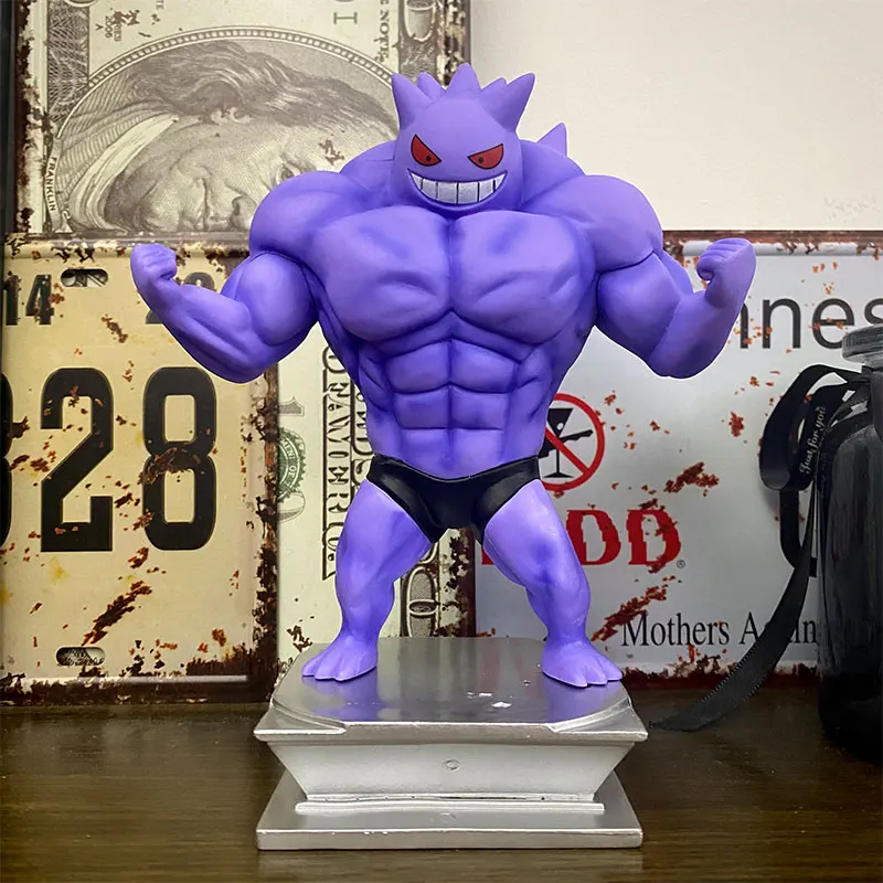 애니메이션 포켓몬 액션 피규어 Gk Gengar 피트니스 근육 남자 장면 인형 모델, 박스형 수제 데스크탑 장식 생일 선물