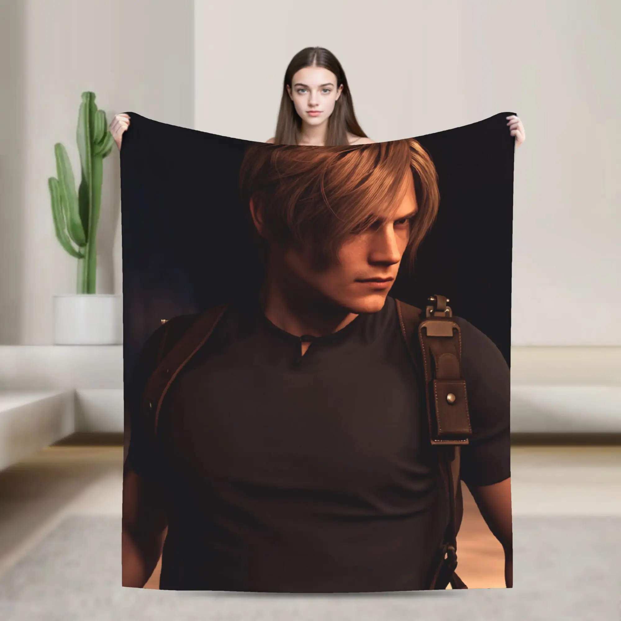 Cobertor Leon Kennedy para adultos e crianças, roupa de cama de flanela para cadeira, sofá-cama, super macio, colcha de qualidade personalizada, presente