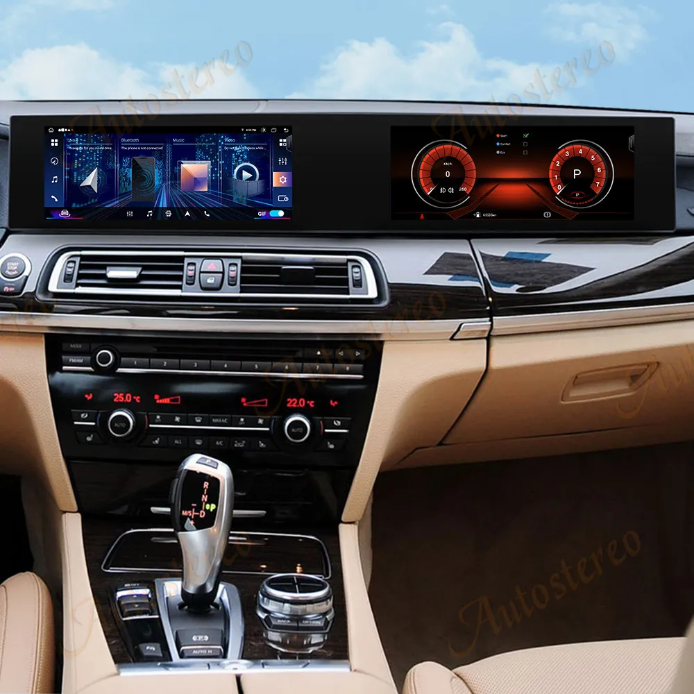 23 Inch Dual Screen Android 14 Carplay Screen For BMW 7 Series F01 F02 F03 Multimedia Player GPS Navigation Head Unit Car Radio