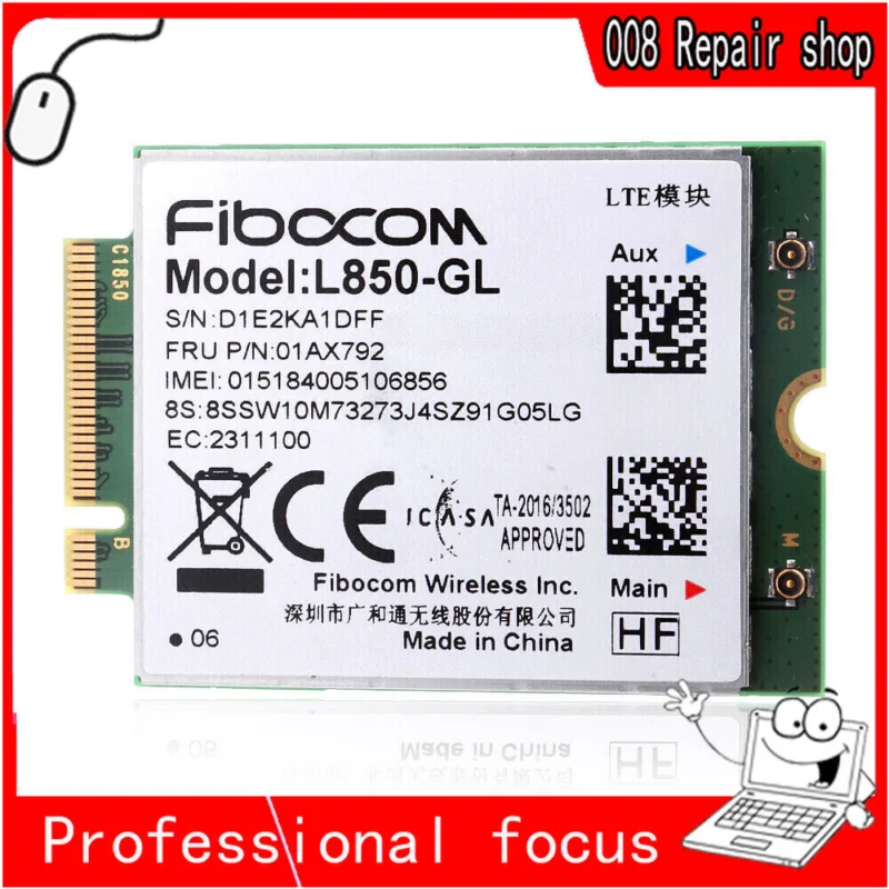 L850-GL LTE 4G WWAN Card 01AX792 For Thinkpad L580 L490 X380 Yoga X1 Carbon 6th