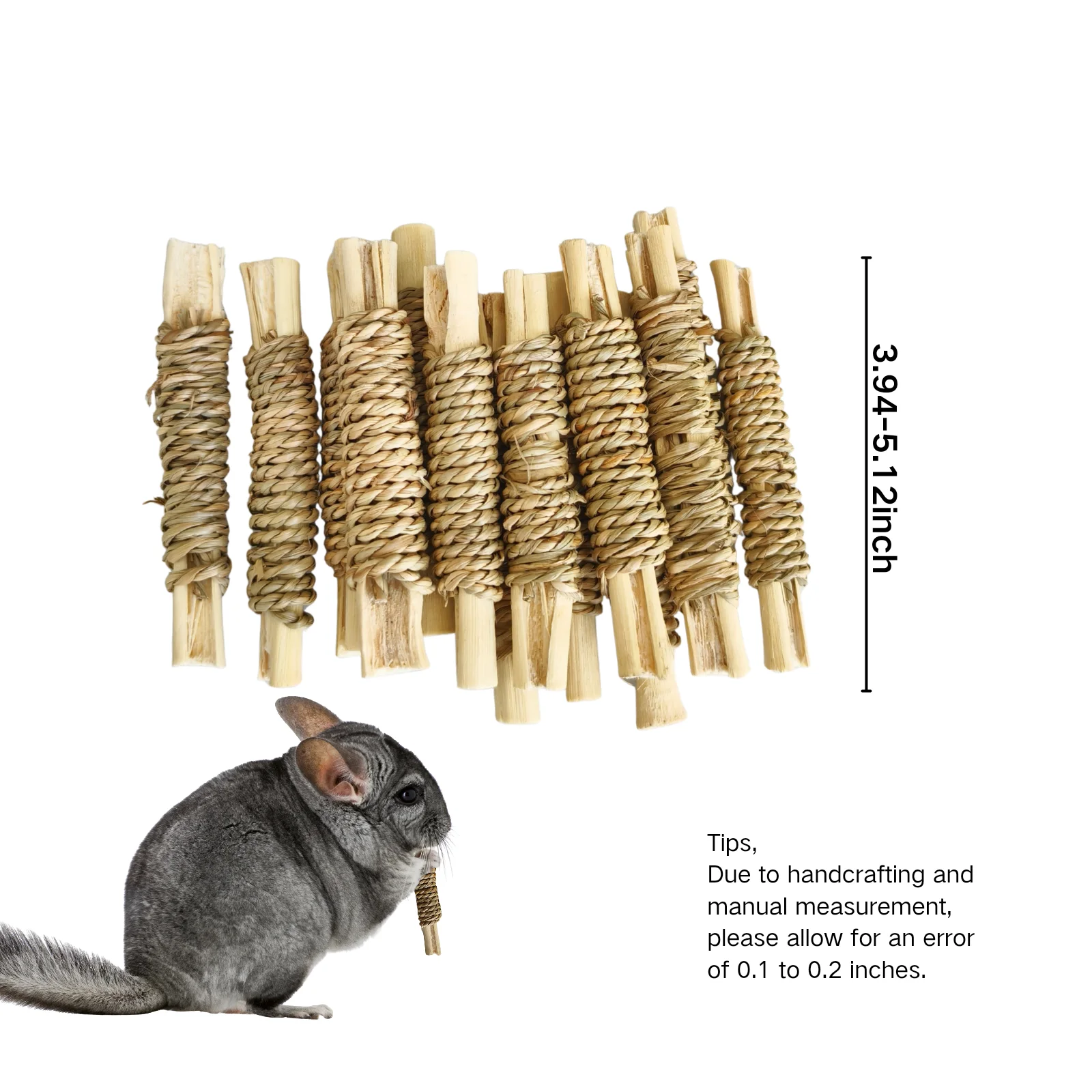 15 Pack Natural Water Grass Woven Sweet Bamboo Chew & Dental Interactive Toys for Rabbits, Guinea Pigs, Chinchillas and Hamsters view 6