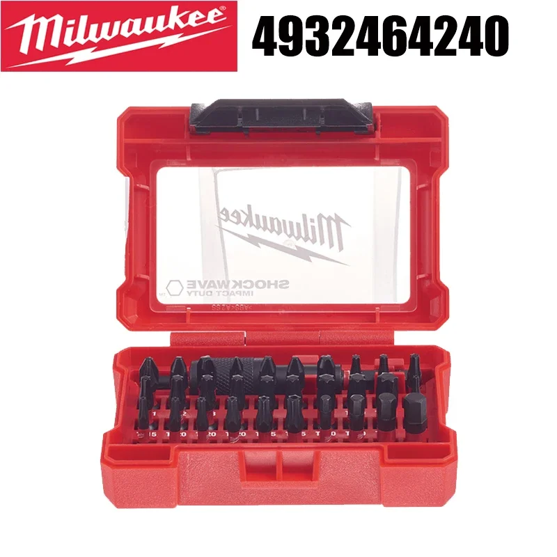Milwaukee 4932464240 Shockwave 32PCS Impact Duty Bit Set di supporti esagonali Punta da trapano Durevole antiscivolo Antiruggine Accessori per utensili elettrici