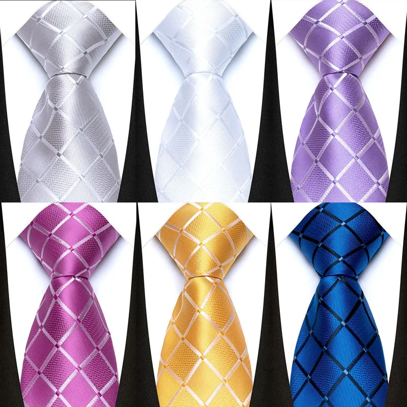 8CM Solid Colors Mens Necktie Plaid & Checks Ties for Man Jacquard Woven Ascot Formal BusinessGroom Groomsman Party Accessories
