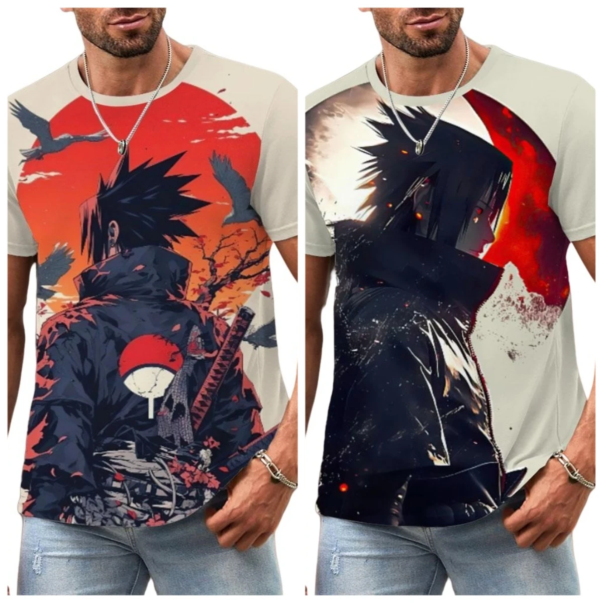 

2025 Summer Hot-selling New Anime Naruto Series T-shirt 3D Fashion Short-sleeved Crew Neck Casual Street Breathable Top