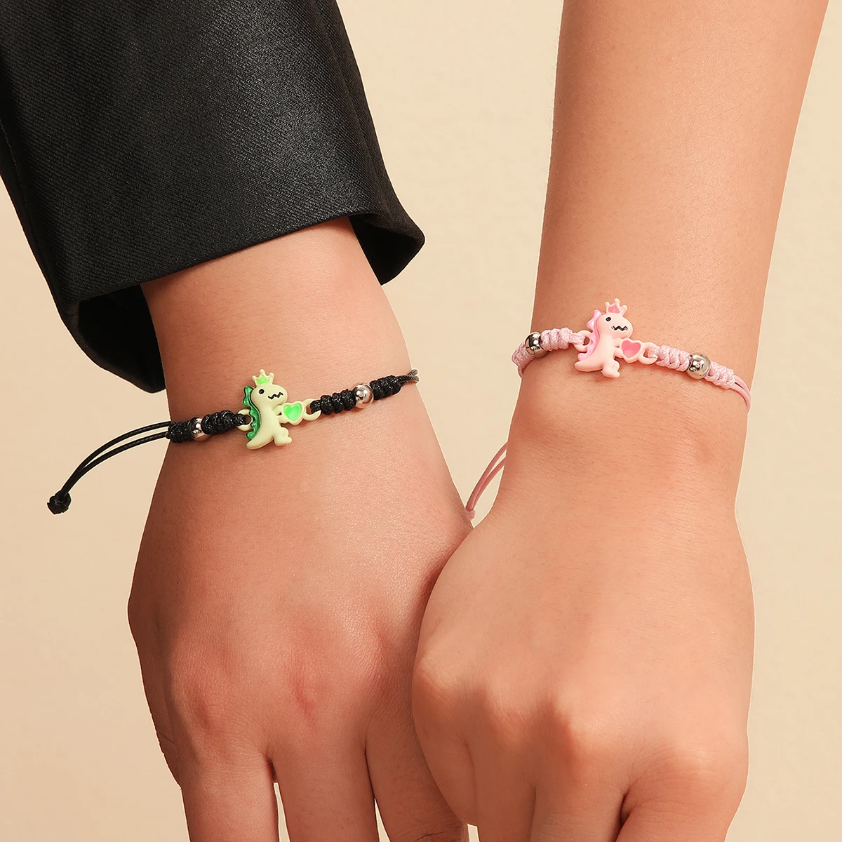 2-Piece Set Glowing Heart Handheld Dinosaur Crown-Shaped Accessories Couple's Hand Ropes Ladies Fashion Valentine's Day Gifts