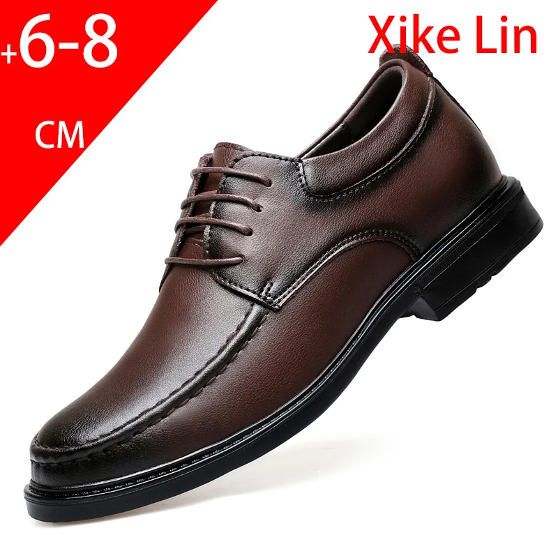 Mens formal leather shoes genuine leather heightening Mens shoes can increase height by 6-8 centimeters Mens business shoes