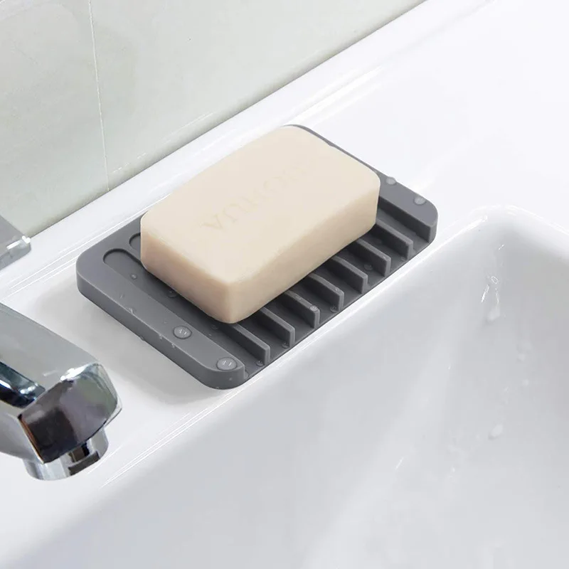 

Soap Dish Non-slip Drainable Kitchen Bath Storage Silicone Soap Dish