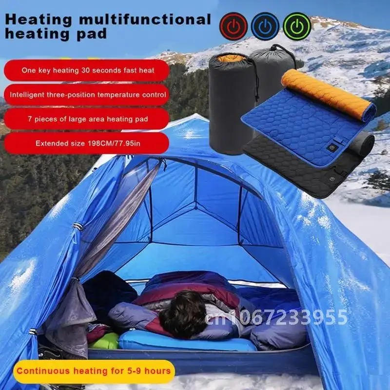 Heated Sleeping Bag Pad Heated Sleeping Bag Liner 7 Heating Zones Operated By Battery Power Bank Or Other USB Power Supply