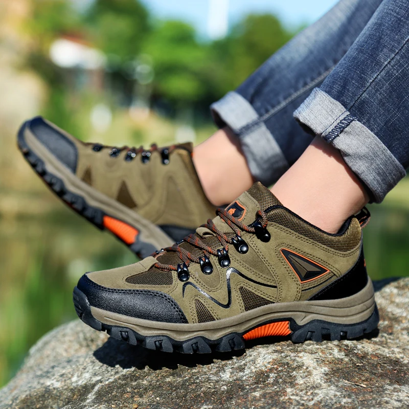 

Classic Men Hiking Shoes Outdoor Trail Trekking Sneakers Men Non-slip Breathable Climbing Shoes Men Work Mountain Shoes Walking