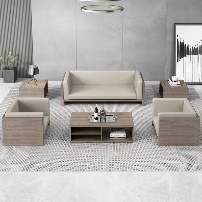 Divano da ufficio nordico per ufficio, tavolino, set combinato, reception, area riunioni casual, divano di lusso moderno e semplice