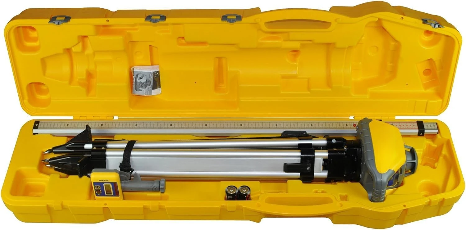 

Laser Level Kit with HR320 Receiver and Clamp, 15' Grade Rod (Inches), Tripod, and System Case , Yellow