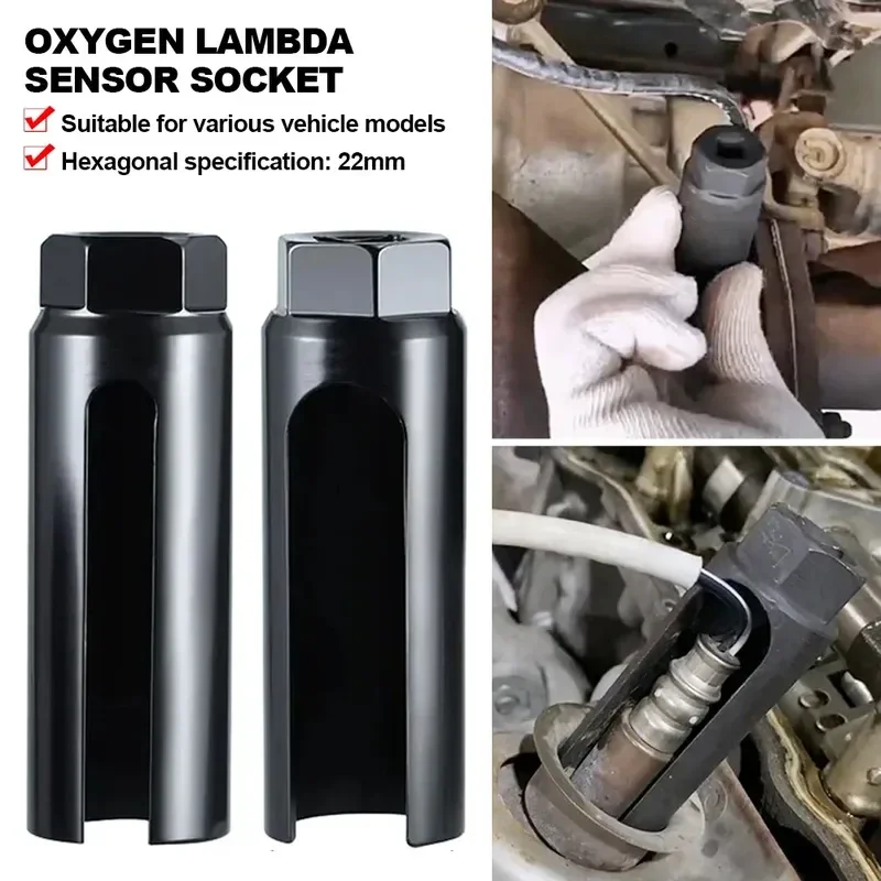 Chave de Soquete para Sensor de Oxigênio de 22mm (1/2 Polegada) Estilo Europeu, Ferramenta Profissional Preta Antiferrugem para Remoção de Sensor de Oxigênio
