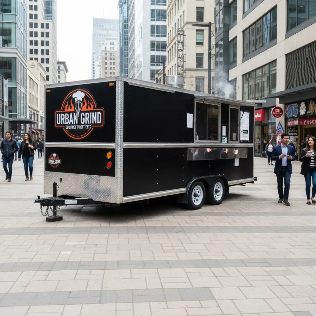 Black Mobile Square Food Trailer Street Mobile Food Cart Mobile Food Truck For Pizza Sale