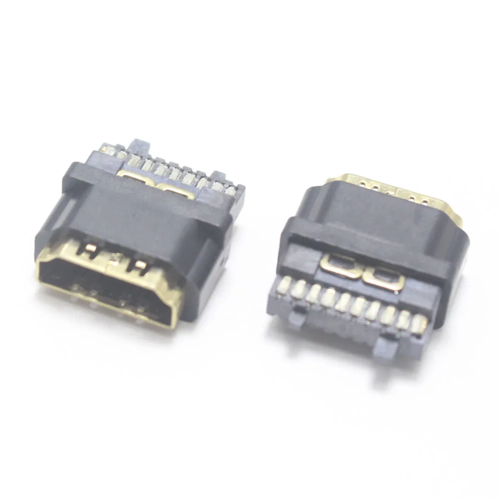 5pcs HDMI 19P Gold Plated Female jack Digital HD Connector With Cover Network set - top box Plugs Repair Parts