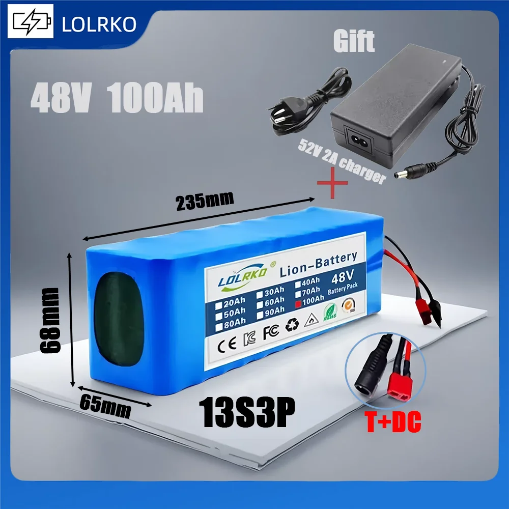 

100% original 48V lithium-ion battery 48V 90Ah 1000W 13S3P lithium-ion battery pack，for 54.6V CitycocoBMS electric scooters