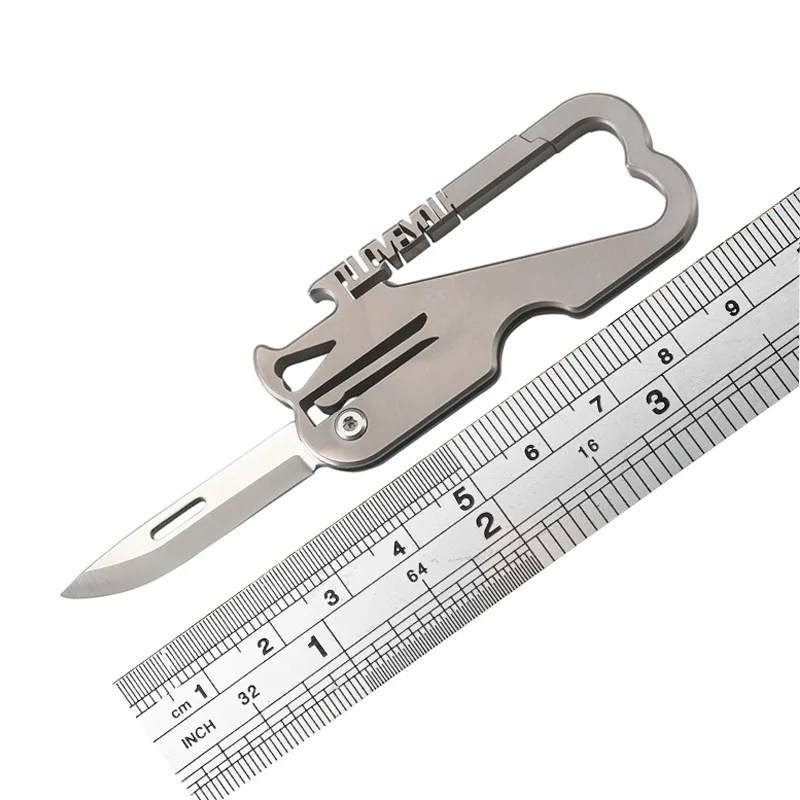 Imagem -06 - Portátil Titânio Liga Lidar com Faca Dobrável Chaveiro Canivete Ferramenta Edc Unboxing Cortador Presente para os Amantes Presente Casal para Amantes