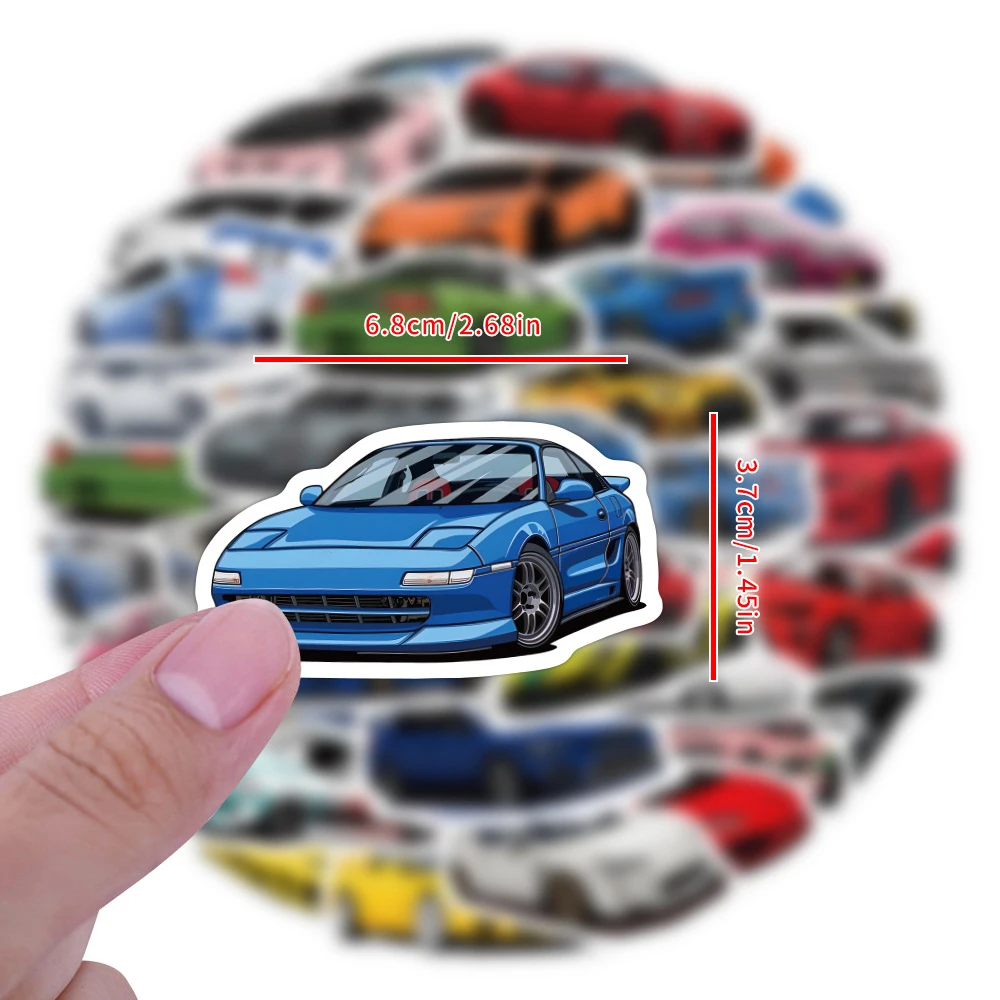 10/30/60PCS Cool Sport Car JDM Cartoon Stickers DIY Motorcycle Travel Luggage Skateboard Graffiti Sticker Fun for Kid Toy Gift